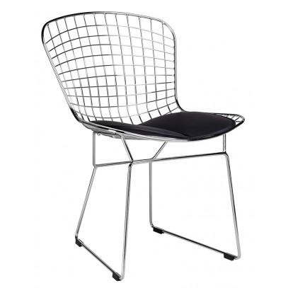 Krzesło NET SOFT chrom - czarna poduszka, metal