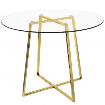 Stół CARAT GLASS 100 - szkło, złota podstawa