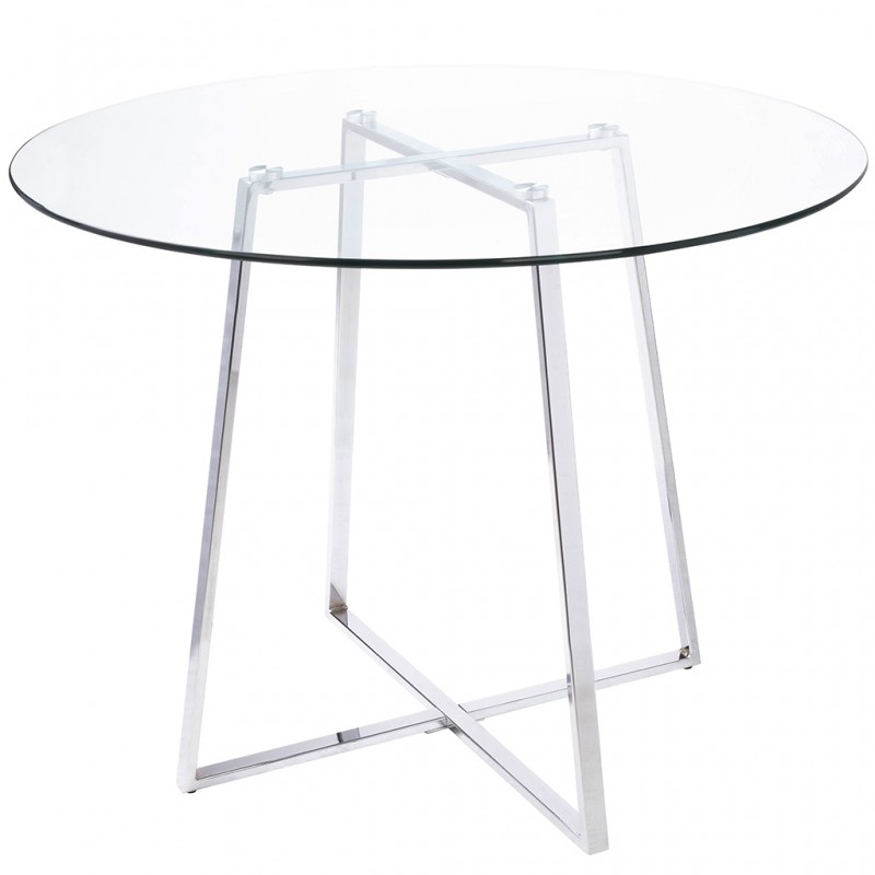 Stół CARAT GLASS 100 - szkło, srebrna podstawa