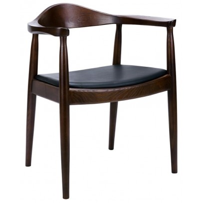 Krzesło KENNEDY ciemnobrązowe - drewno jesion, ekoskóra