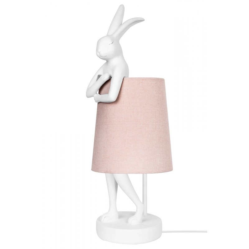 KARE lampa stołowa RABBIT 50 cm  biała / różowa